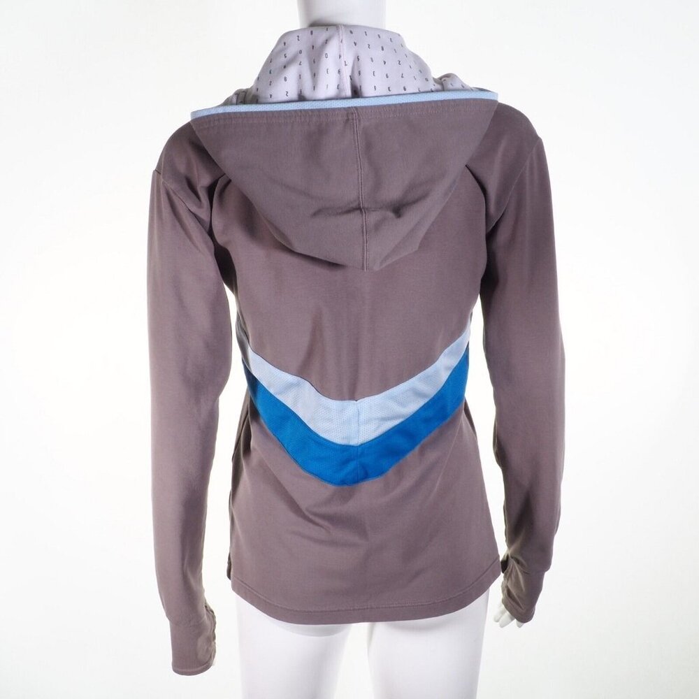 Nike Fit Dry Hoodie Women Medium Pullover Gray Blue Full Zip Numbers in Hood - Picture 6 of 10